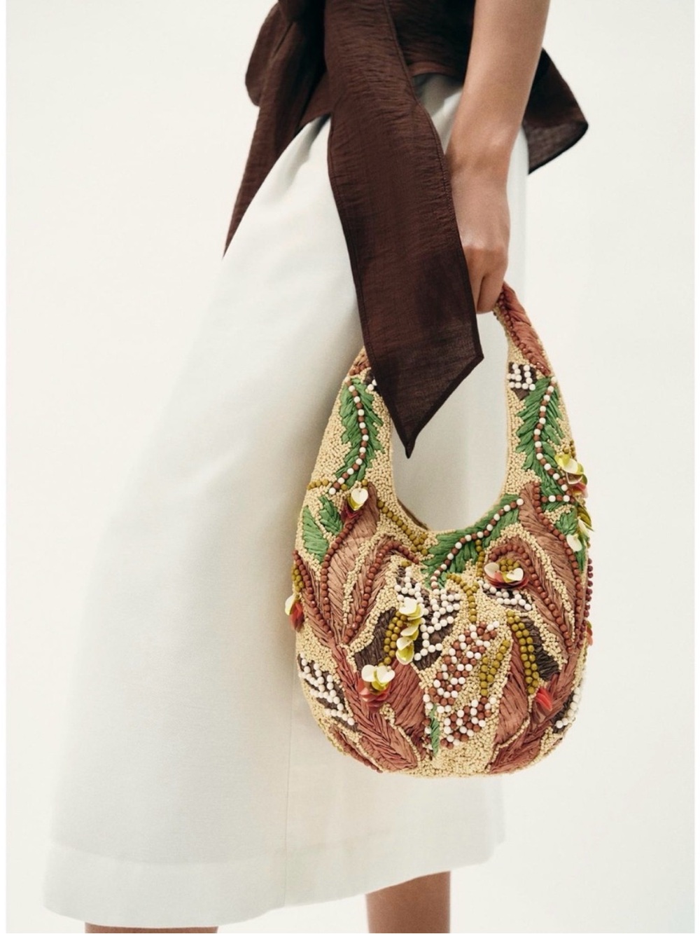 Zara beaded floral forest bag